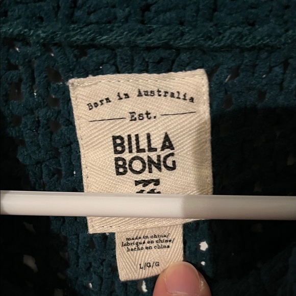 Billabong  Teal/Green Cowl Neck Crop Sweater - Picture 3 of 5